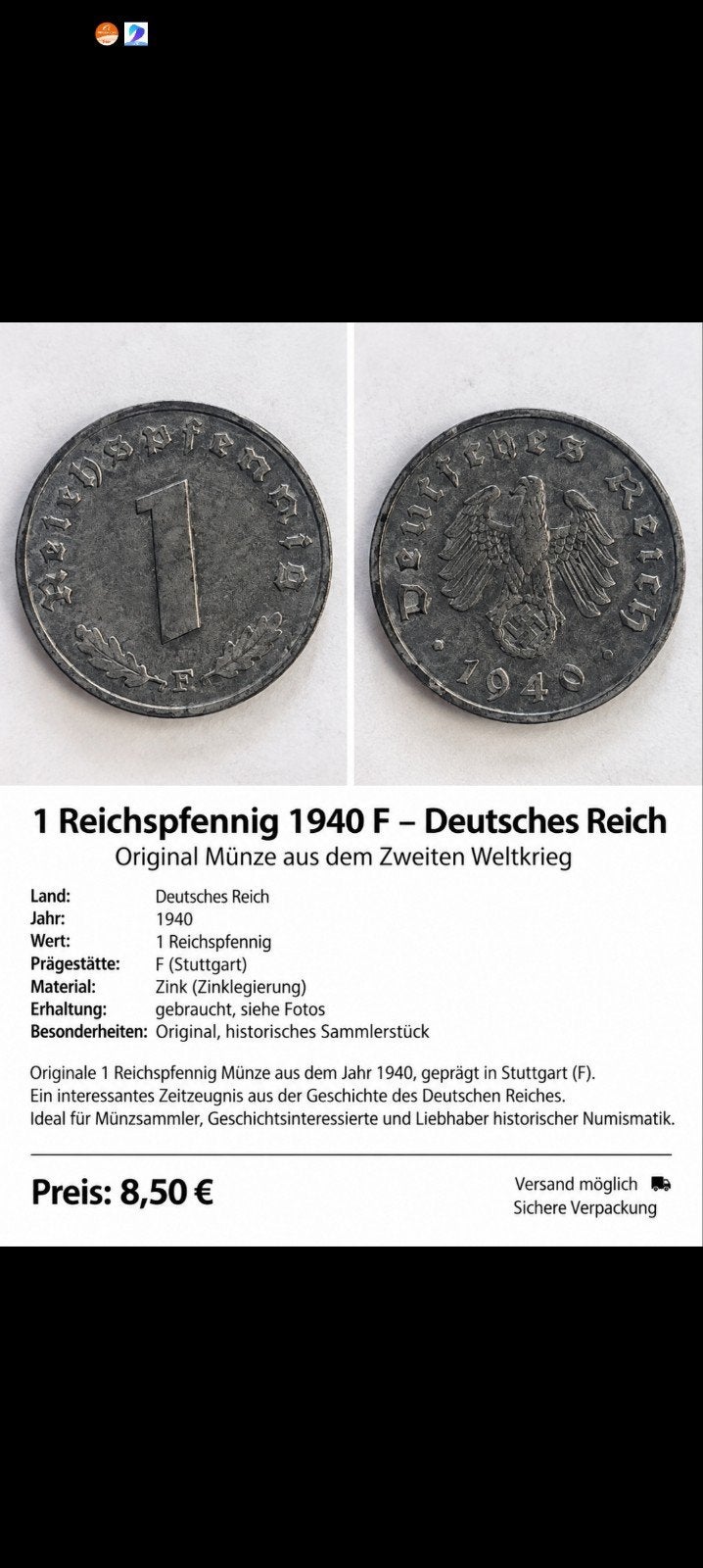 munt German rijk, Ophalen of Verzenden