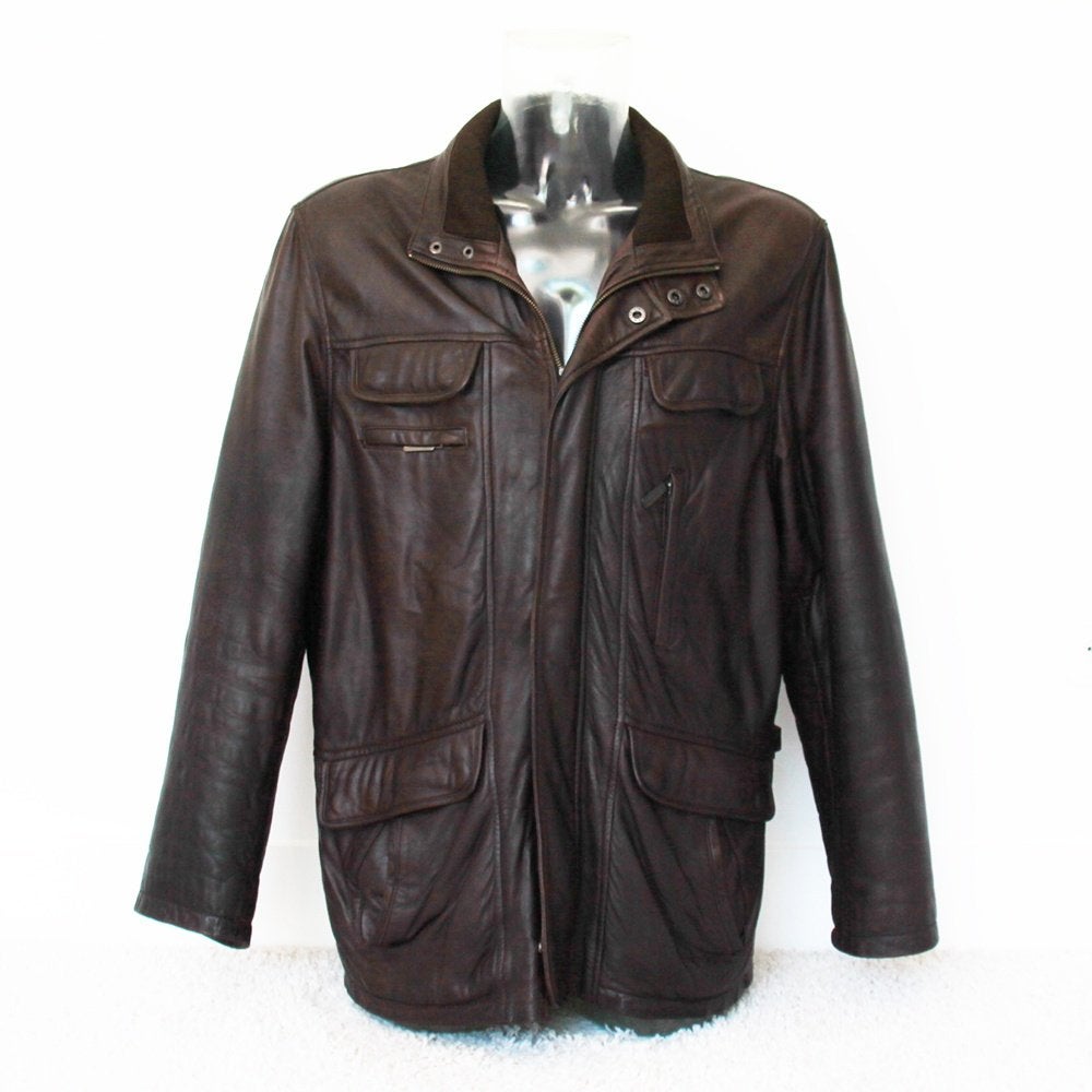 Veste Di Biagi en cuir lisse pour homme* (taille 56) €165, -, Vêtements | Hommes, Taille 56/58 (XL), Comme neuf, Brun, Di Biagi