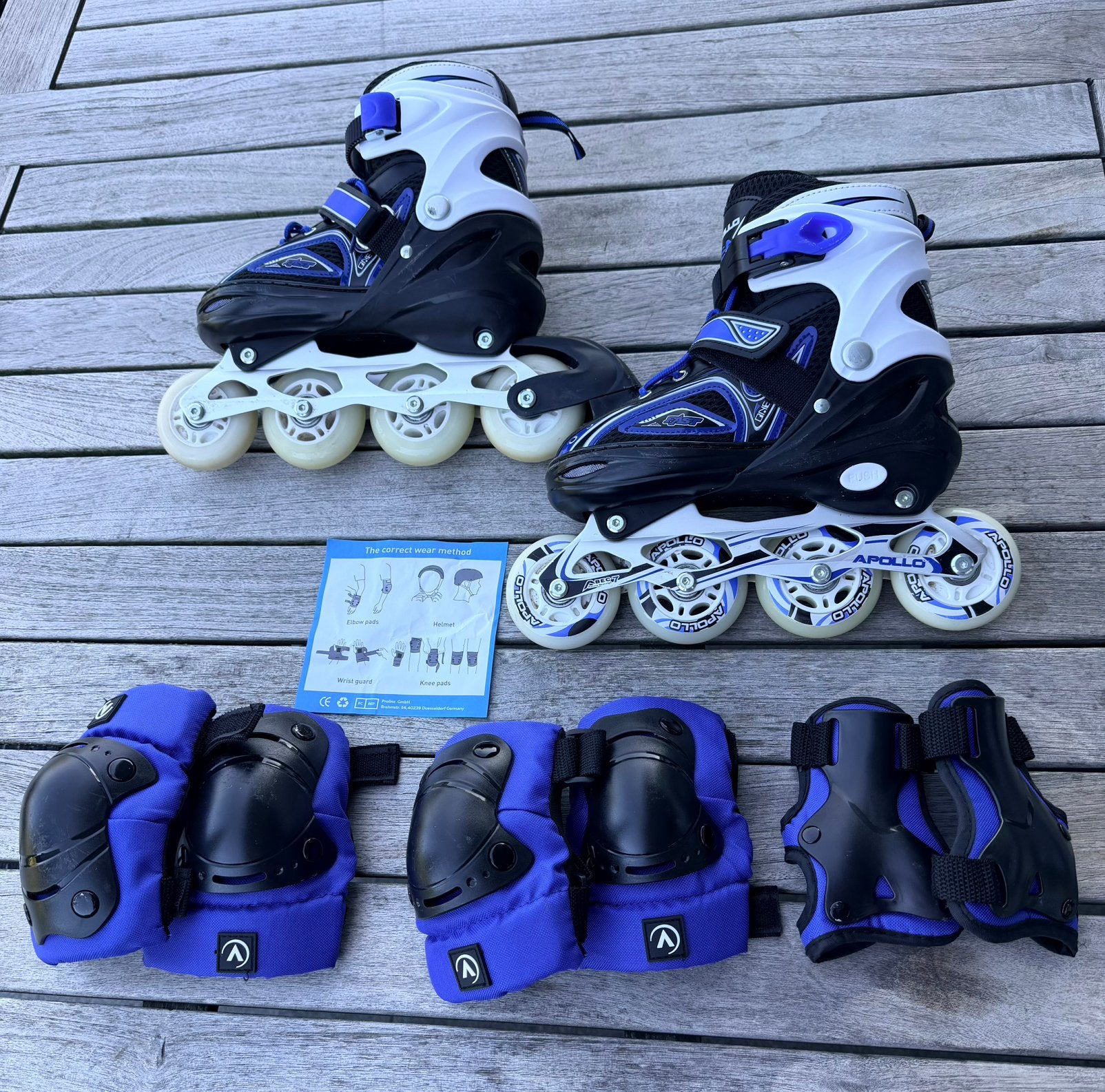 Apollo inline skates - verstelbaar 35-38 met valbescherming, Ophalen of Verzenden, Verstelbaar, Zo goed als nieuw, Kinderen