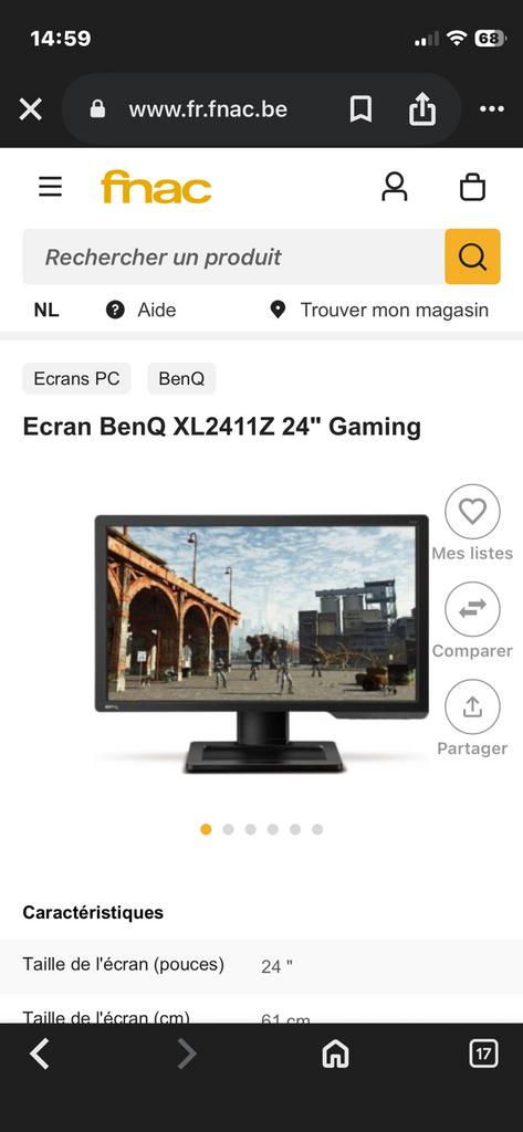 Zowie XL2411Z, Informatique & Logiciels, Moniteurs, Gaming, Réglable en hauteur, IPS, 1 à 2 ms