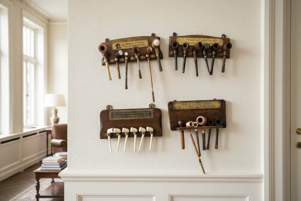 Étagère à pipes vintage en bois/décoration murale, Enlèvement ou Envoi