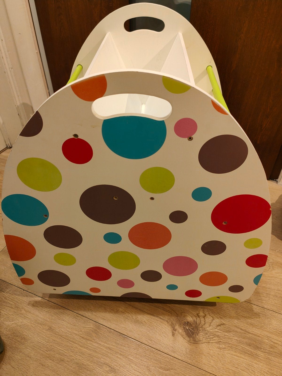 Vertbaudet / Oxybul houten kinderboekenrek op wieltjes, Kinderen en Baby's, Ophalen