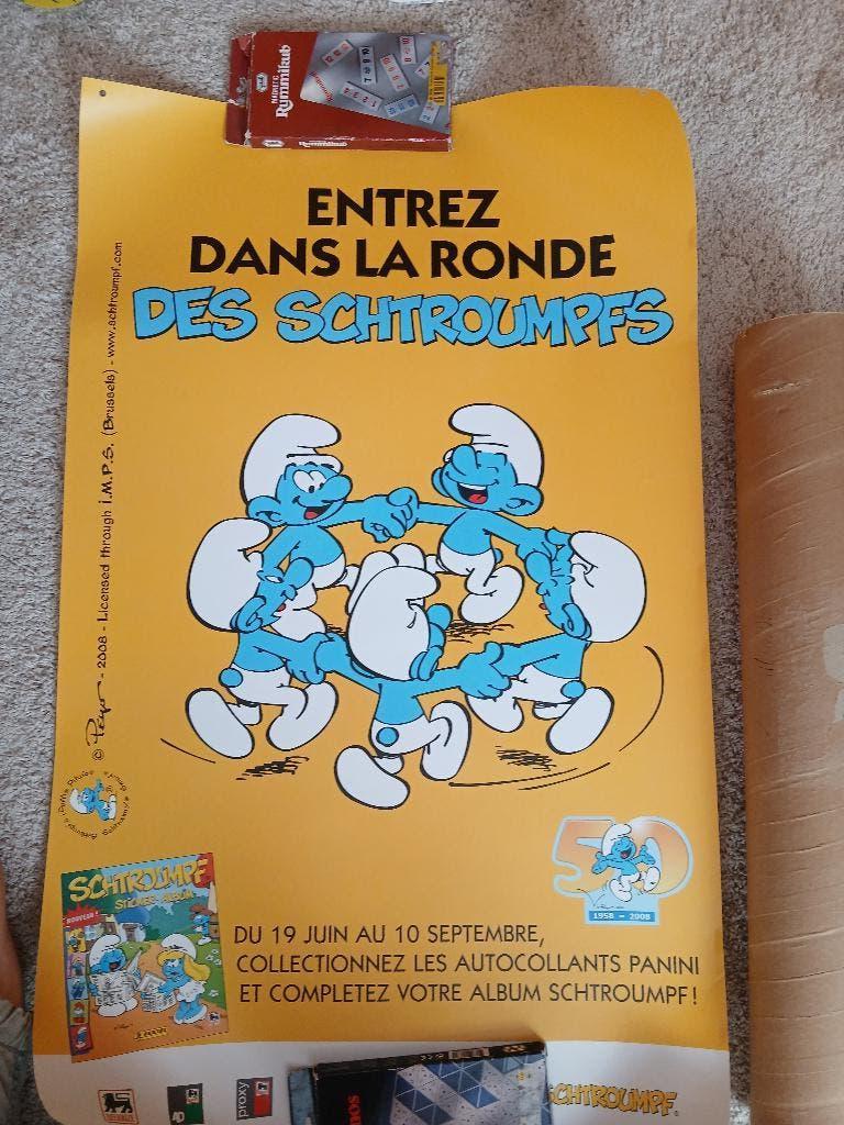 Grande Affiche SCHTROUMPF Delhaize Peyo, Enlèvement ou Envoi, Comme neuf, Différents Schtroumpfs, Bande dessinée