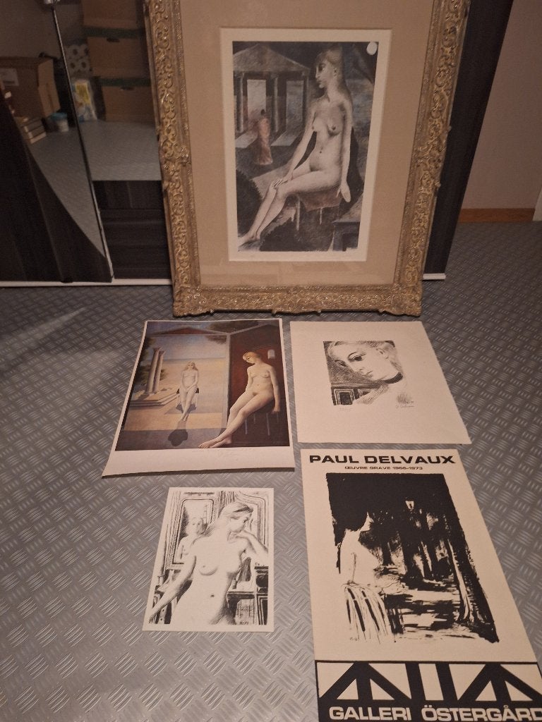 Paul Delvaux , Rene Gruau , Helmut Baumann , Robert Simon, Genummerd, Lithografie, Ophalen, Personages en Fantasiefiguren