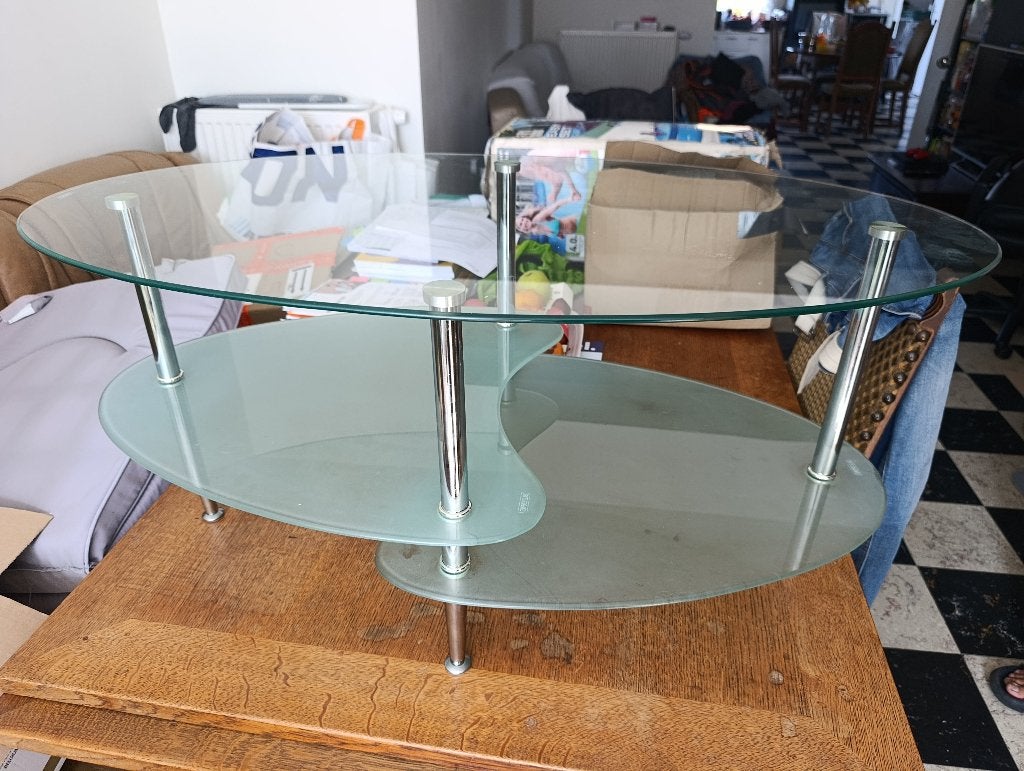 Ovale salontafel, Ophalen, Nieuw, Glas, Modern