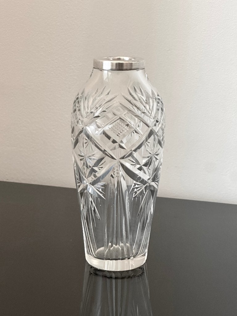 Vase soliflore cristal et argent Val Saint Lambert, Enlèvement