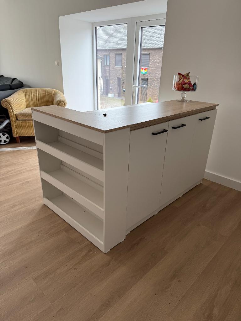 Keukeneiland / bar, 100 tot 150 cm, 75 cm of meer, Wit, Ophalen of Verzenden