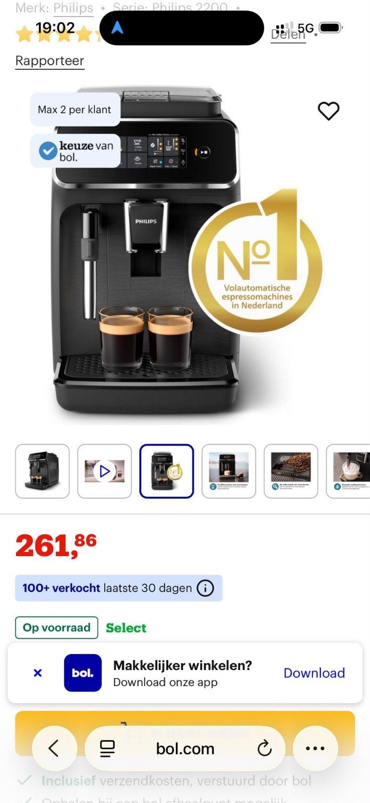 Volautomatische koffiemachine Philips 6 maand nieuw,KOOPJE, Ophalen, Koffiebonen, Zo goed als nieuw, Philips