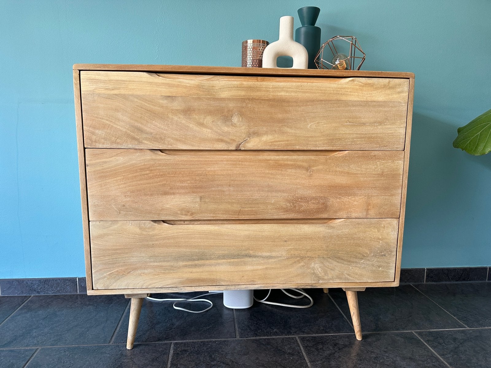 Trocadero - Vintage mangohouten ladekast, Huis en Inrichting, Ophalen, Gebruikt, 50 tot 100 cm, Fifties stijl