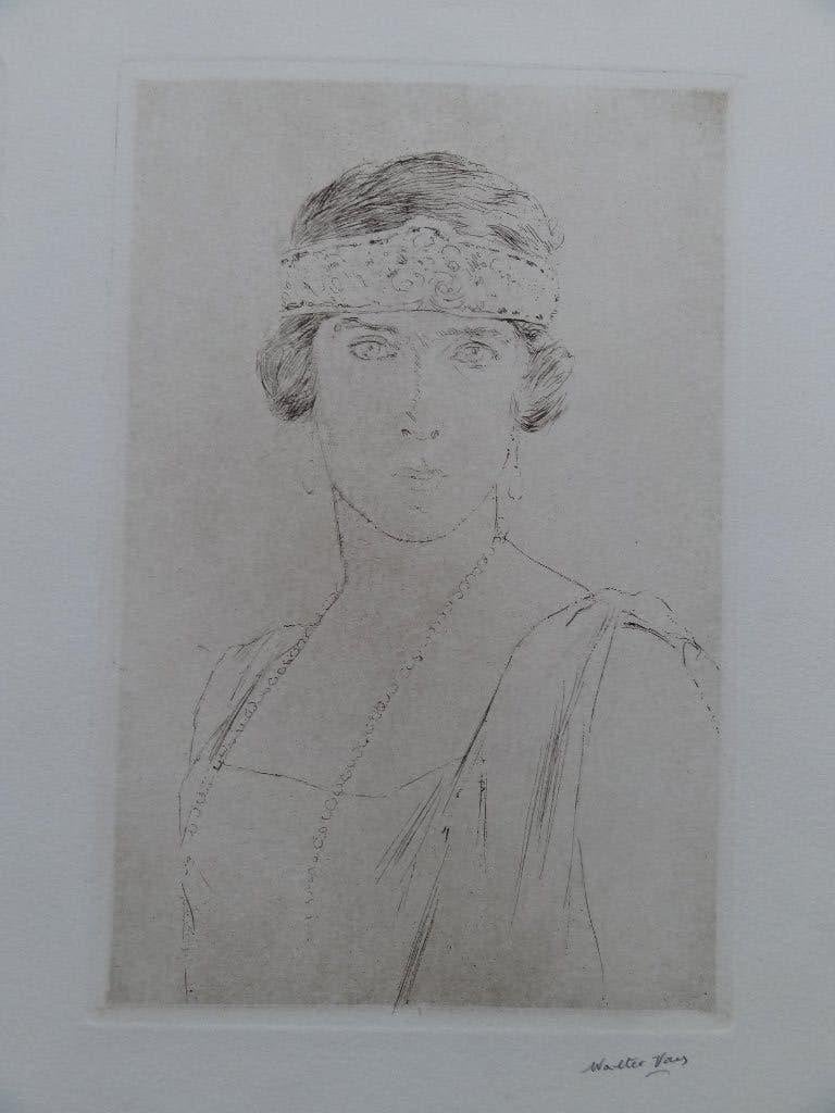 Walter Vaes (1882-1958) dubbele ets Albert I en Elisabeth, Antiek en Kunst, Gesigneerd, Portret, 56 cm, 38 cm