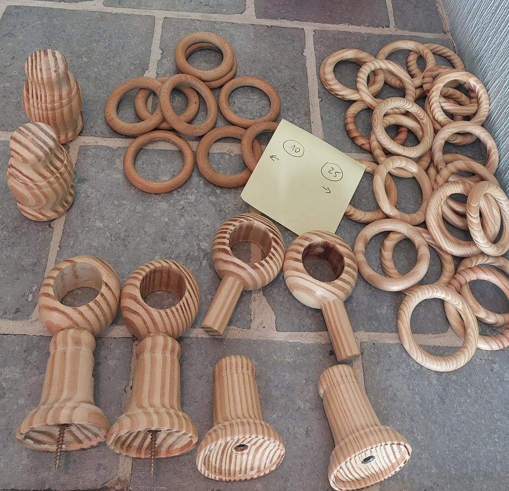 2 tringles rideaux en bois + fournitures, Maison & Meubles