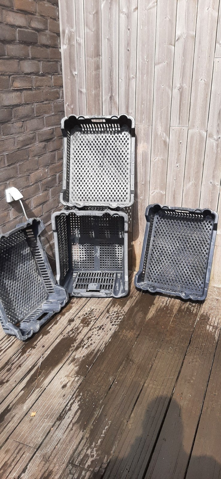 stapelbare manden/ kisten voor rommelmarkt, verhuizen, tuin,, Huis en Inrichting, Ophalen, Gebruikt, Kunststof