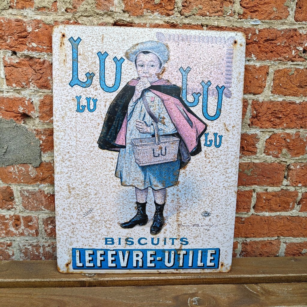 Lu Biscuits vintage reclamebord, Enlèvement, Utilisé, Panneau publicitaire