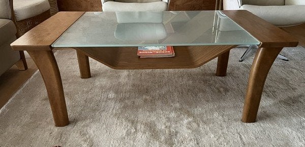 salontafel met glazen blad, Huis en Inrichting, Tafels | Salontafels, Ophalen, Gebruikt, 100 tot 150 cm, 50 tot 100 cm