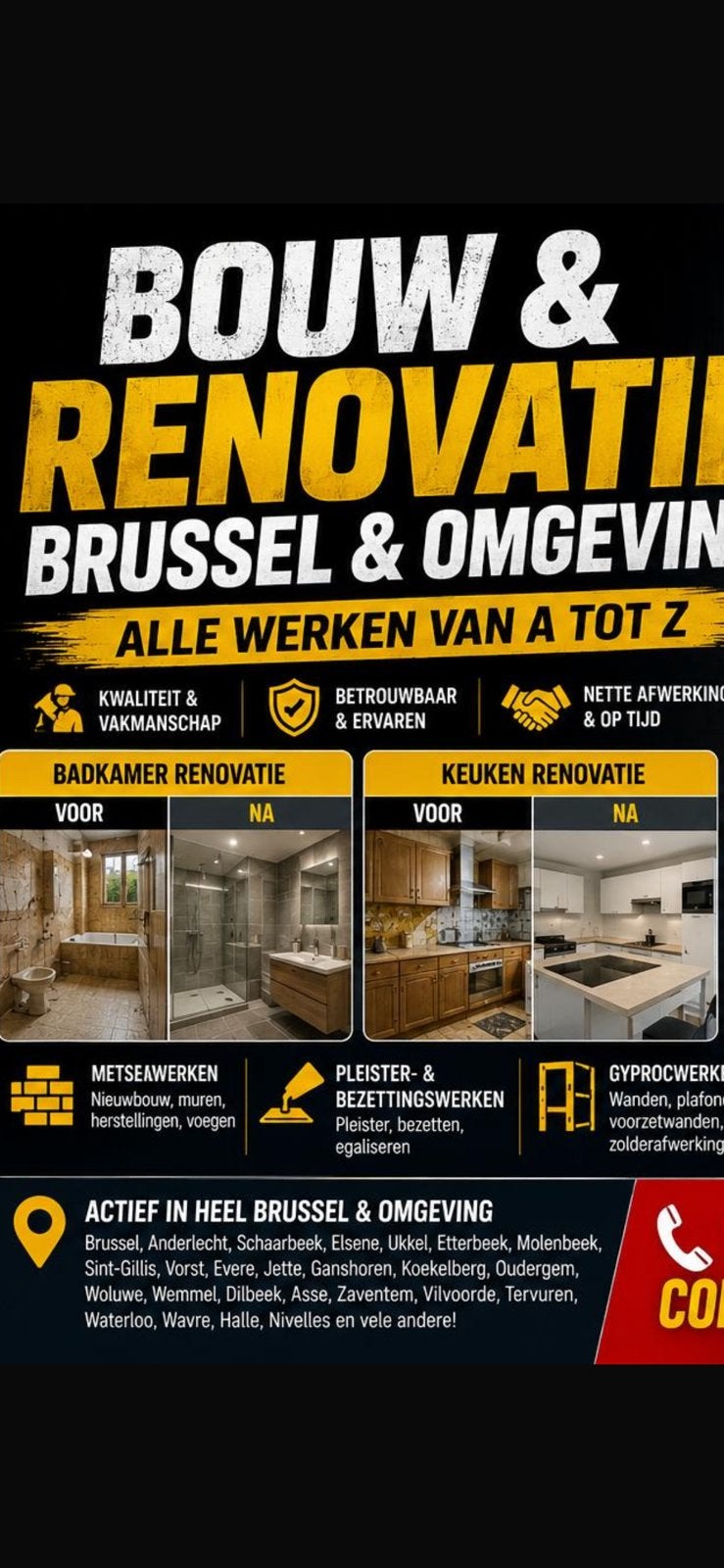 RENOVATIEWERKEN BOUWWERKEN HERSTELLINGEN AFWERKINGEN A TOT Z