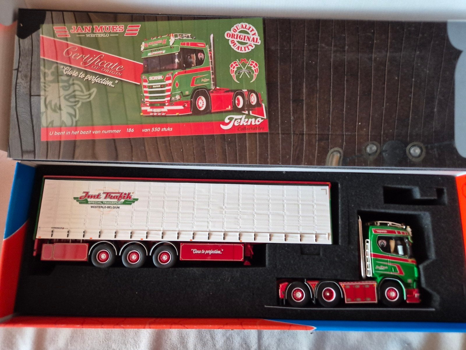 Tekno 1 50 Scania Jan Mues, Ophalen of Verzenden, Zo goed als nieuw, Bus of Vrachtwagen, Tekno