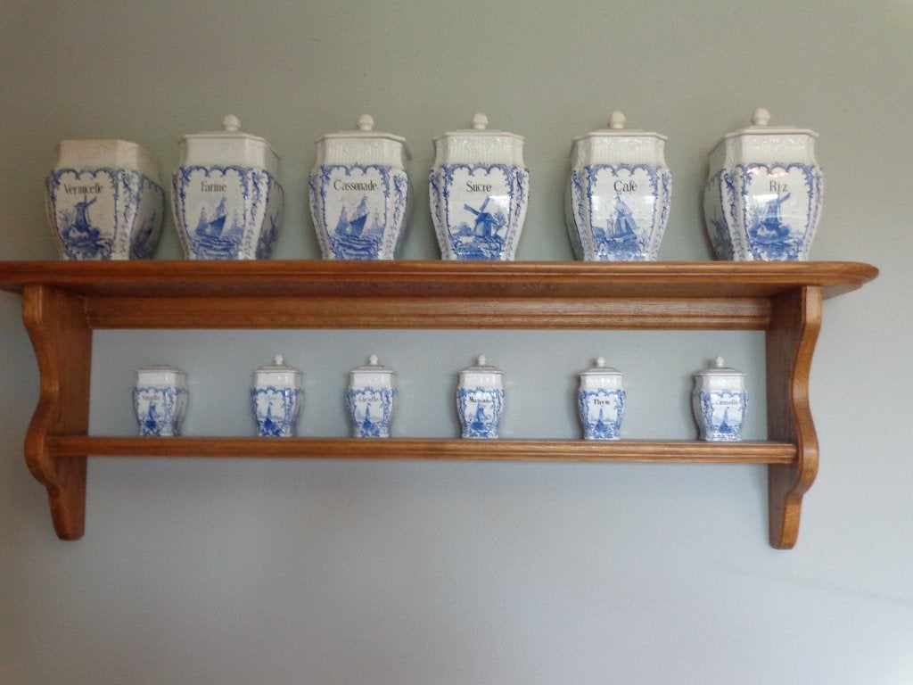 DELFT - Pots à épices avec archelle en chêne, Enlèvement