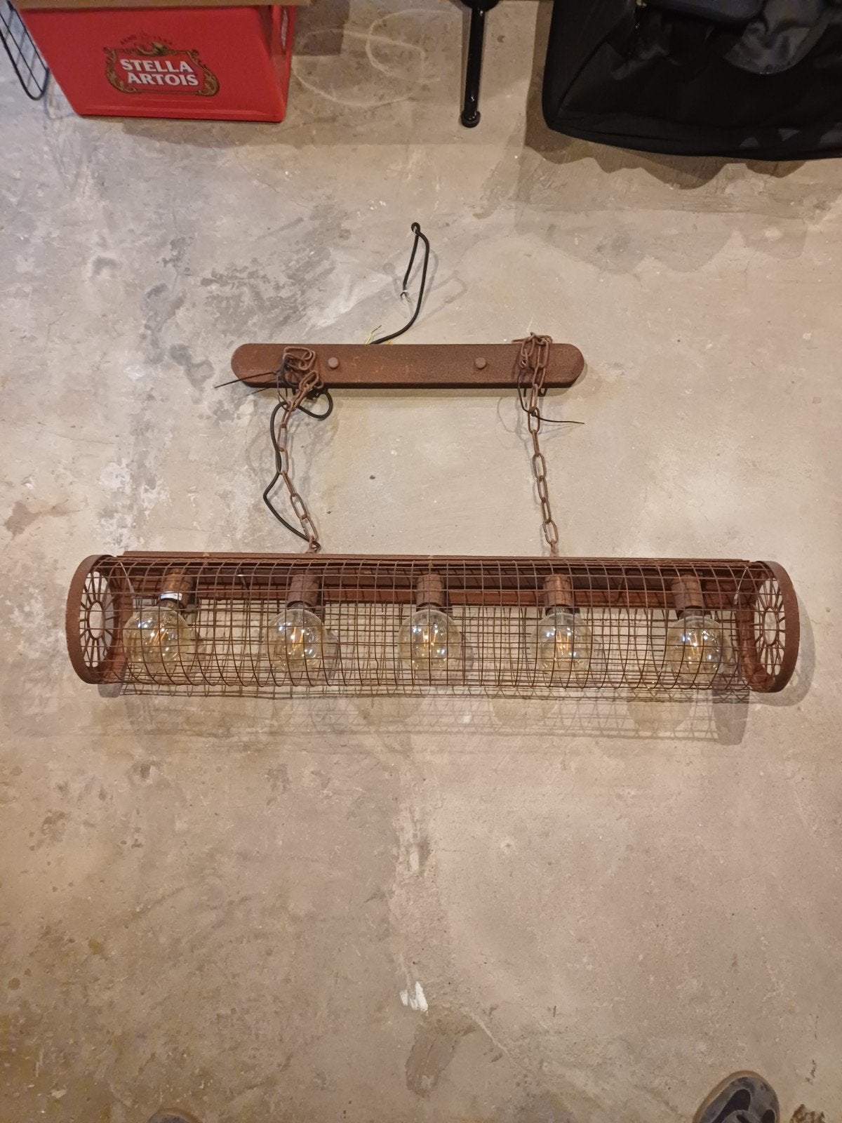industriële luchter, Huis en Inrichting, Ophalen, E27 (groot), Zo goed als nieuw, Metaal
