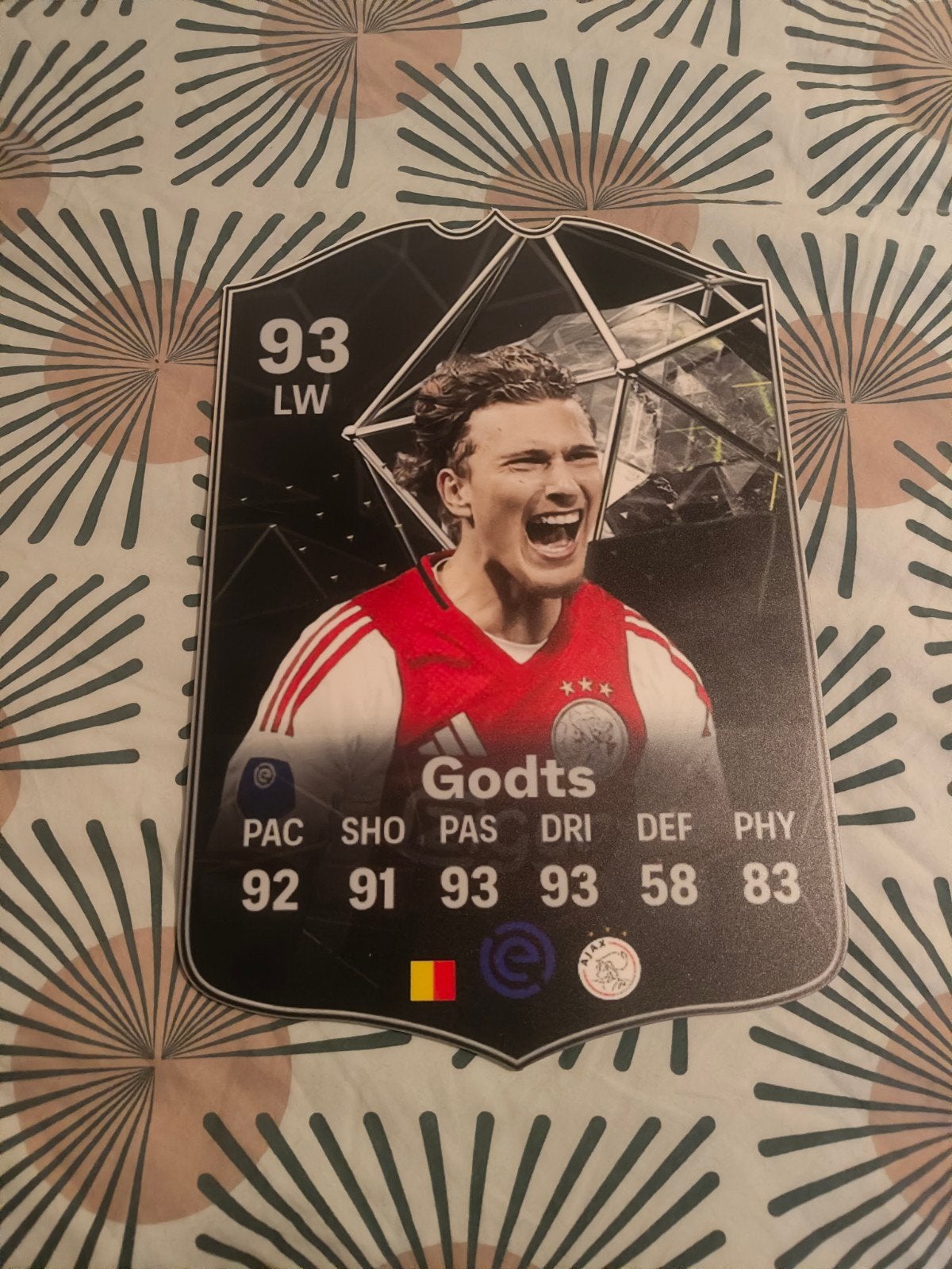 Voetbalkaartje (37cmx25cm) - Mika Godts / Ajax, Verzamelen, Ophalen, Zo goed als nieuw, Poster, Plaatje of Sticker