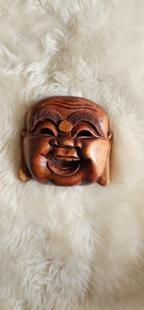 boeddha masker, hout, lachende boeddha, Enlèvement, Comme neuf