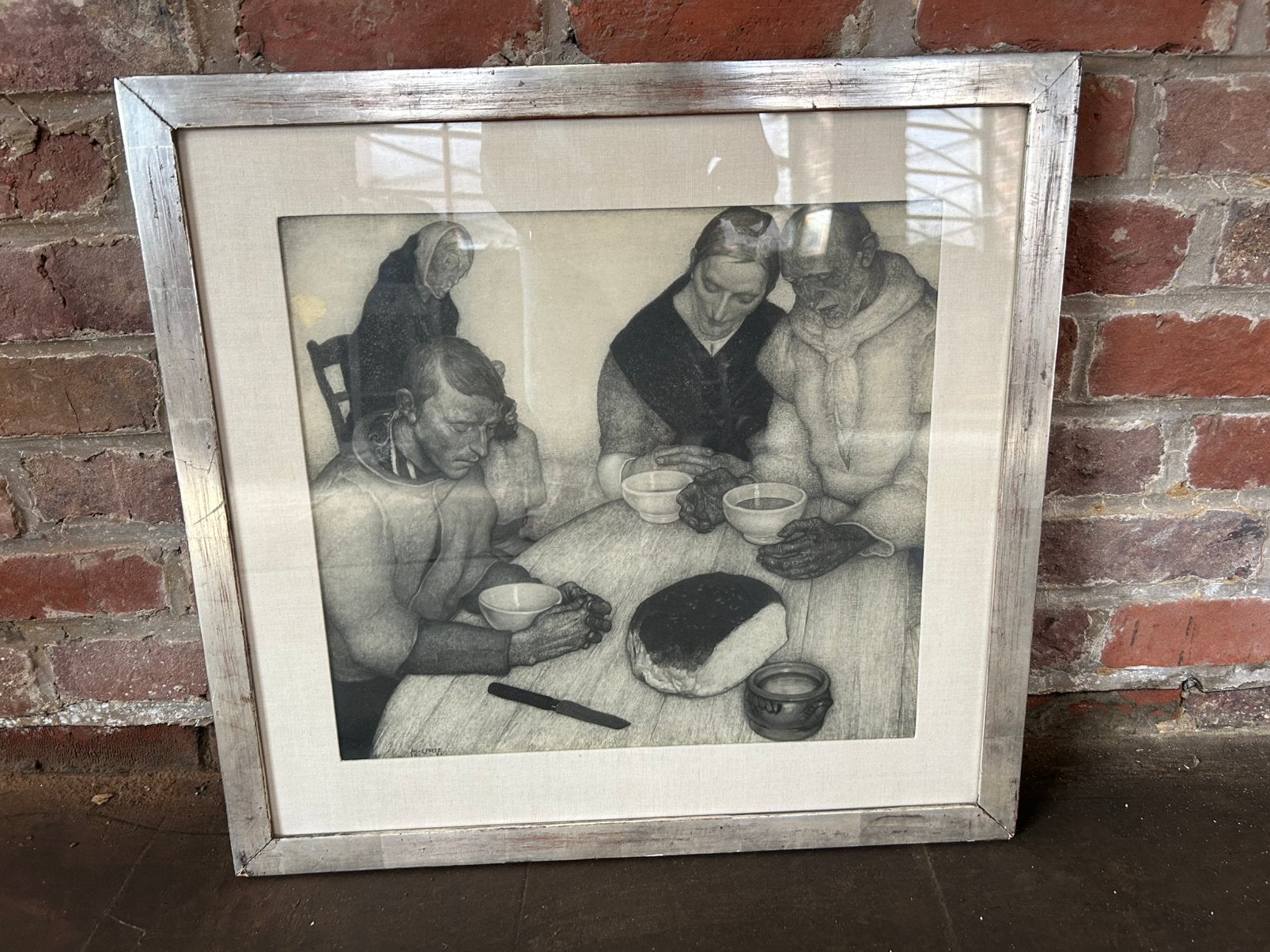 Aan tafel, Antiek en Kunst, Ophalen, Schilderij