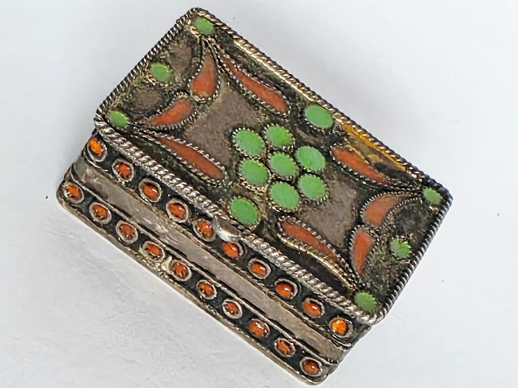 Antieke geëmailleerde zilveren pillendoosje, Antiek en Kunst, Ophalen of Verzenden, Zilver