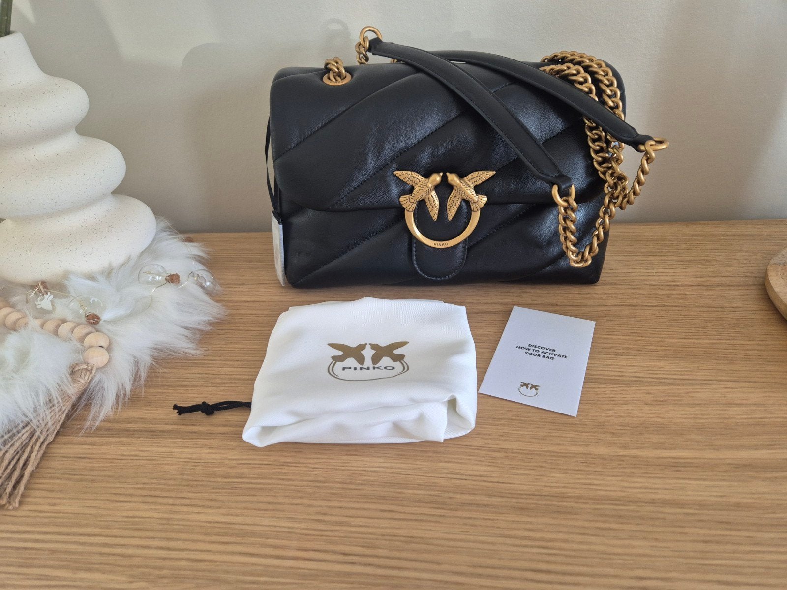 Sac Pinko en cuir matelassé, Handtassen en Accessoires, Tassen | Damestassen, Nieuw, Handtas, Zwart