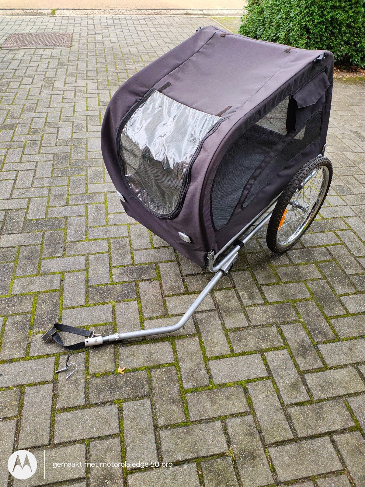 XL zwarte hondenfietskar, Ophalen, Opvouwbaar, Zo goed als nieuw, Topmart