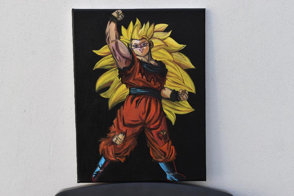 Son goku super saiyan (5) portrait painting, by joky kamo, Enlèvement, Portrait
