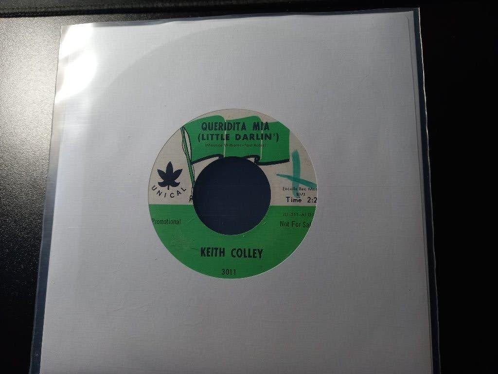 Keith Colley - Queridita Mia (Little Darlin') '7 Popcorn, Housse de protection extérieure, Enlèvement ou Envoi, 7 inch, Comme neuf