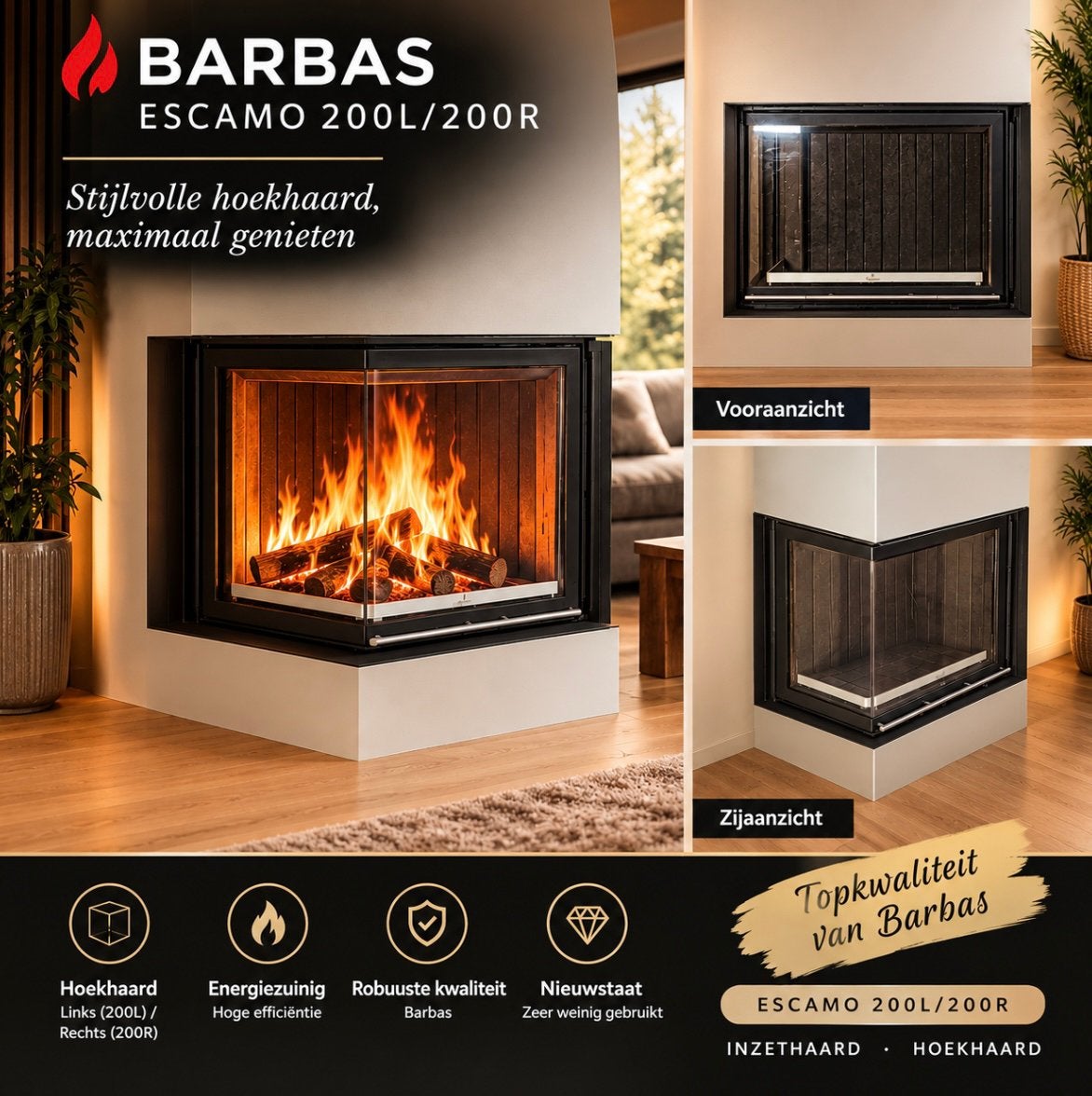 Barbas Escamo L200, Huis en Inrichting, Ophalen, Houtkachel, Zo goed als nieuw, Inbouw