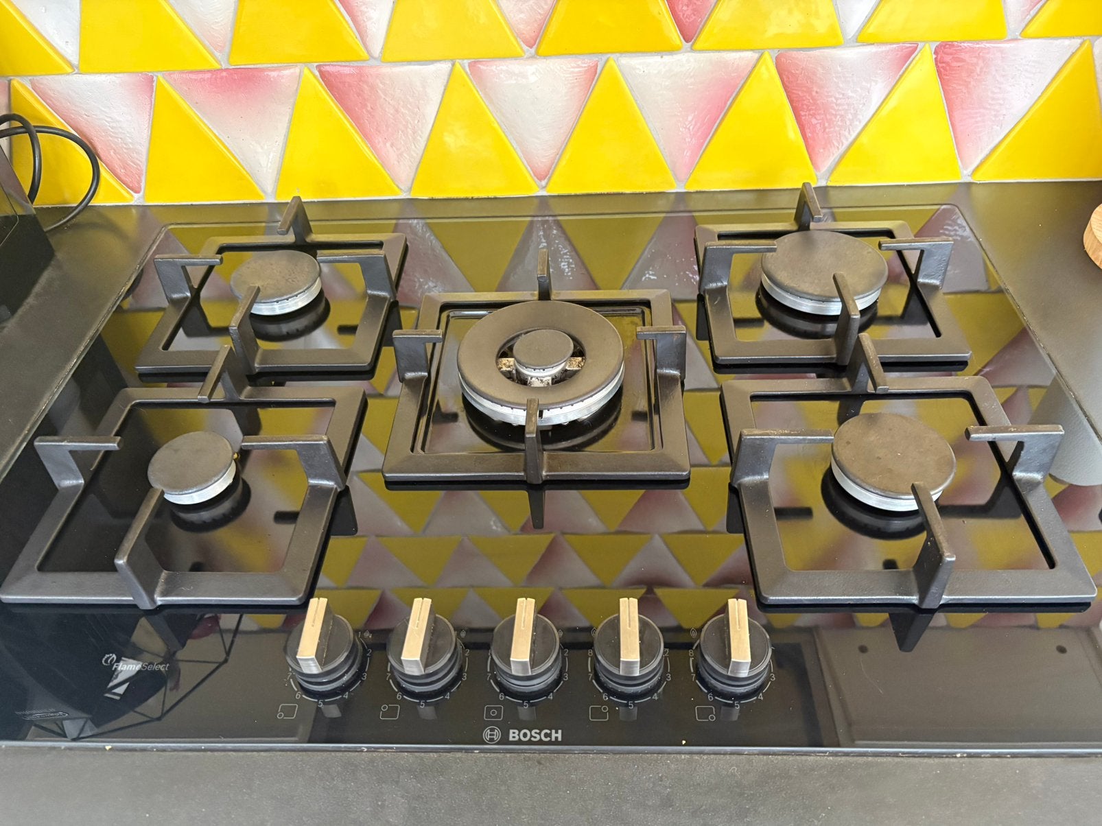 Bosch Gaskookplaat - hardglas - Piano a Filo, Elektronische apparatuur, Gebruikt, Ophalen of Verzenden, Inbouw, Gas