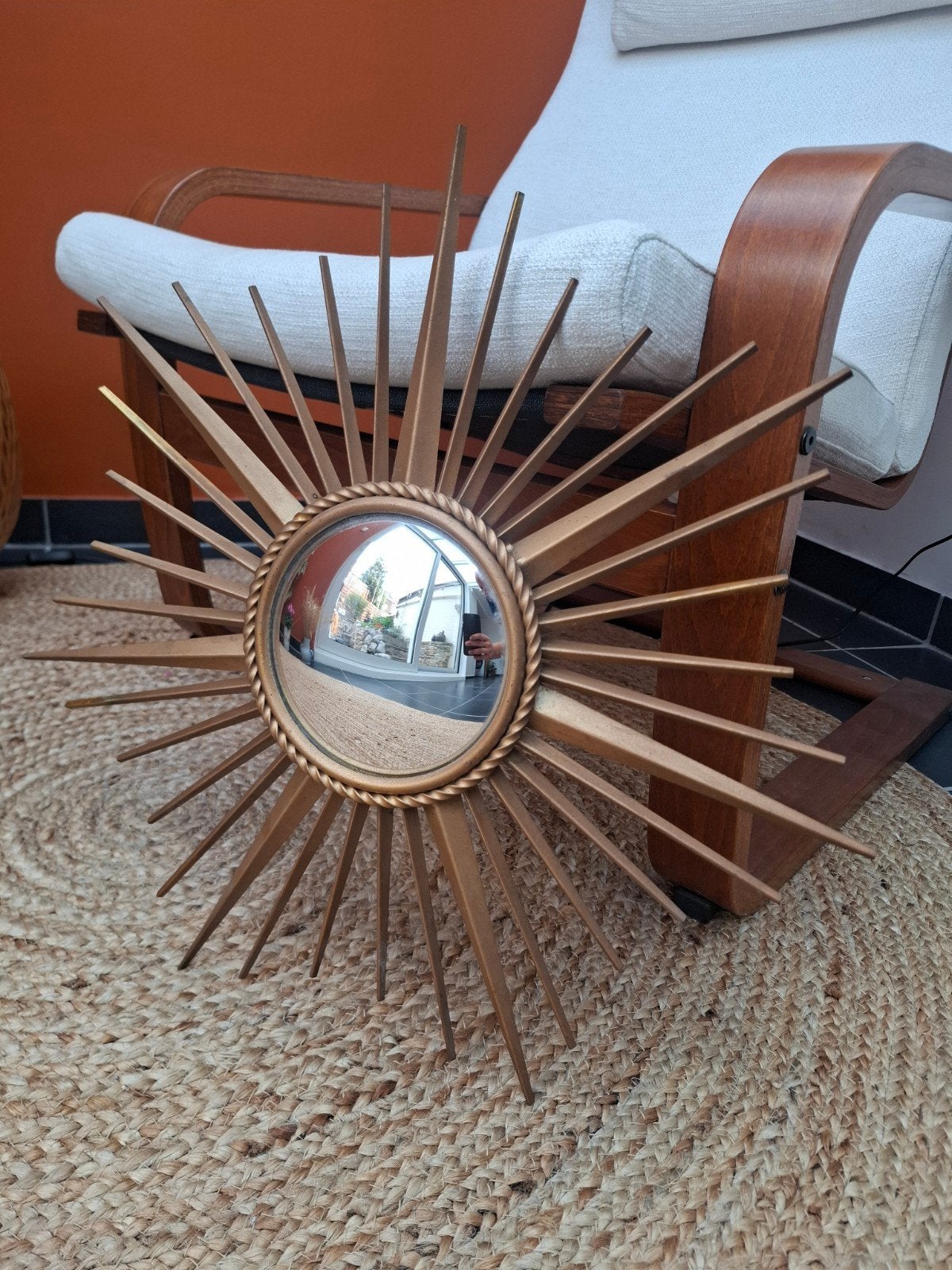 miroir soleil 50cm chaty vallauris 1960 signé au dos, Enlèvement ou Envoi