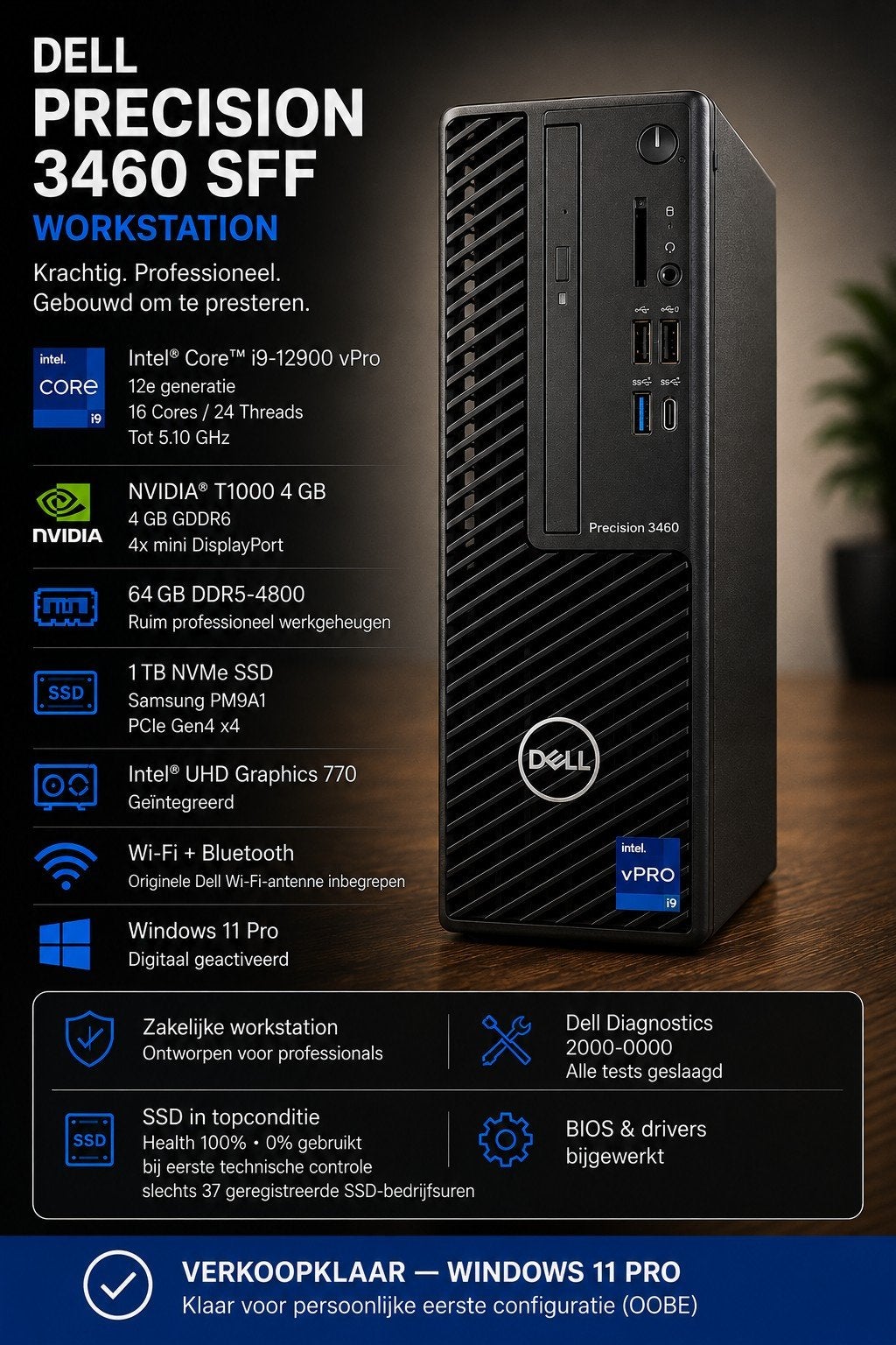 Dell Precision 3460 Workstation i9-12900 | 64GB DDR5 | 1TB N, Informatique & Logiciels, Ordinateurs de bureau, Enlèvement