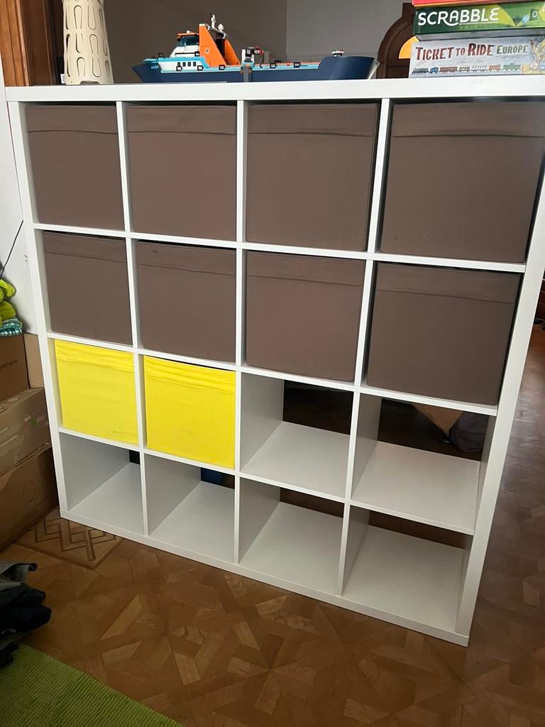 Ikea Kallax kast wit met 10 bakken, Enlèvement, Comme neuf