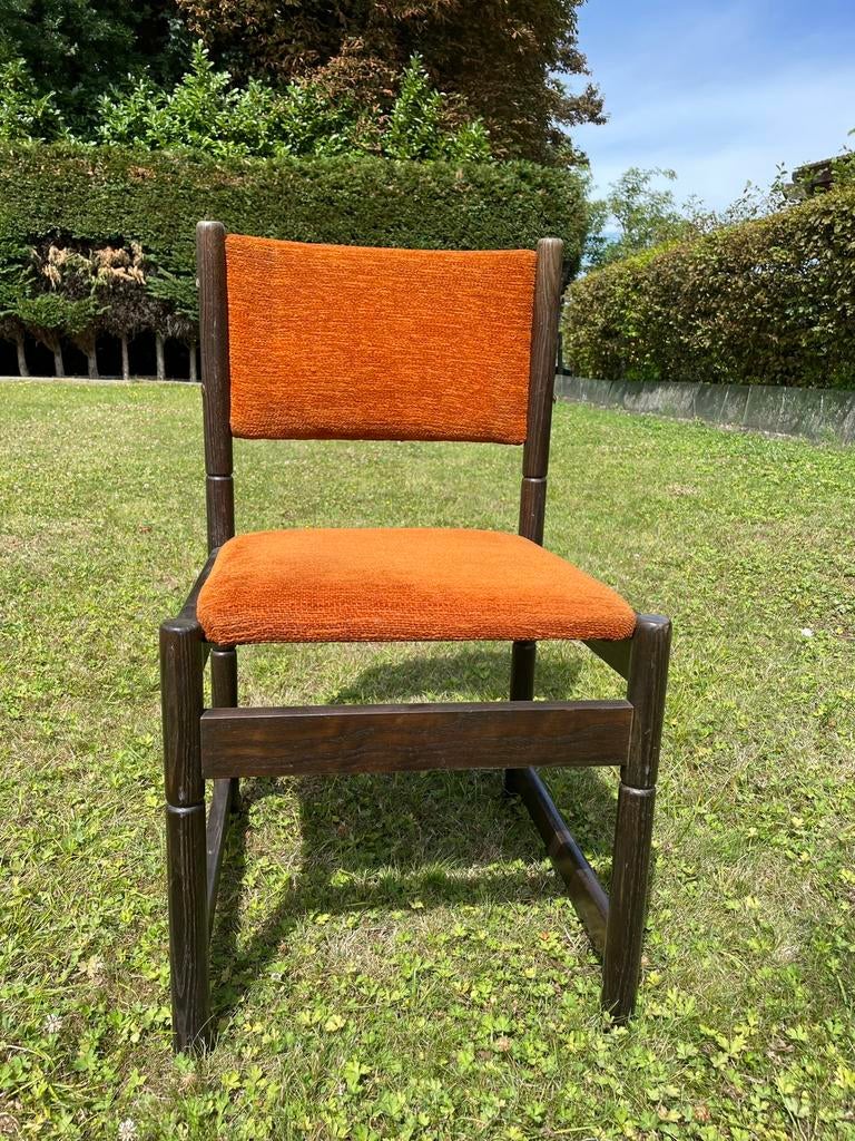 Vintage stoelen in warm oranje stof, Enlèvement, Tissus
