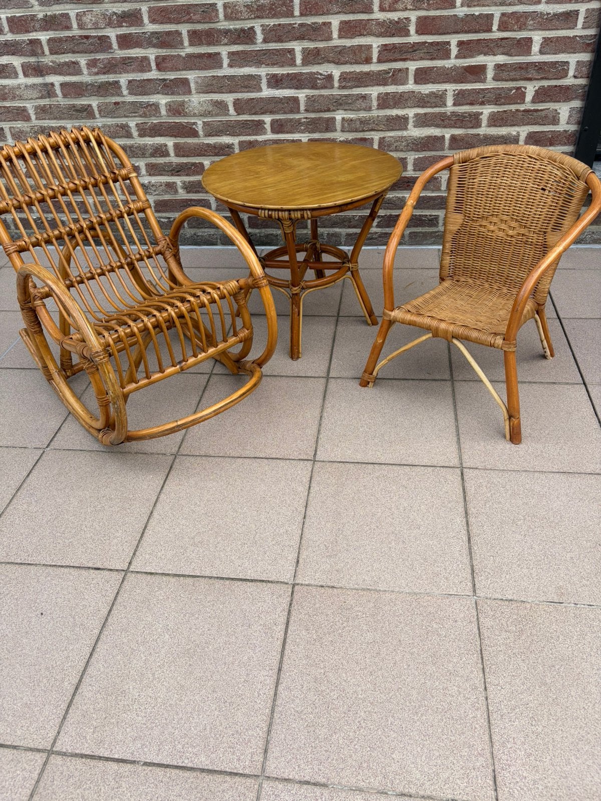 Vintage kindersetje in rotan, Ophalen, Gebruikt, Rotan