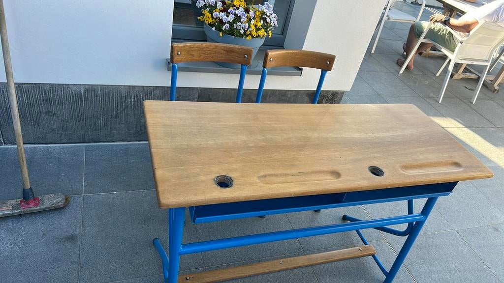 Schoolbank kinderen vintage, Ophalen, Zo goed als nieuw