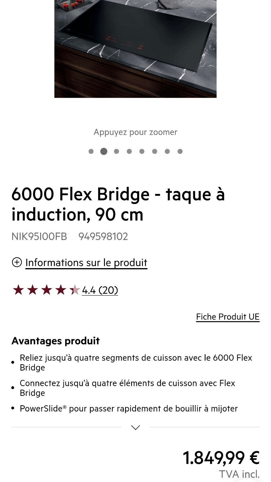 taque induction AEG 90cm FLEX BRIDGE 5 zones. Neuve, Enlèvement, Neuf