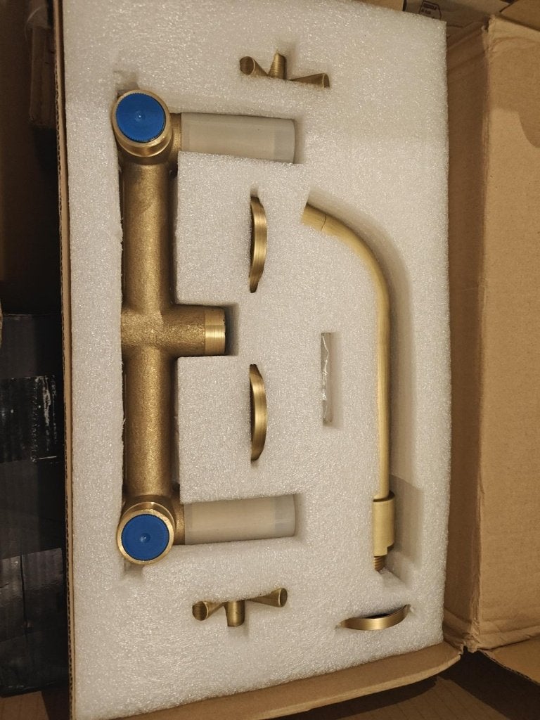 Nouveau robinet de lavabo encastré en or brossé - 3 trous, Bricolage & Construction, Sanitaire, Enlèvement ou Envoi, Neuf, Robinet