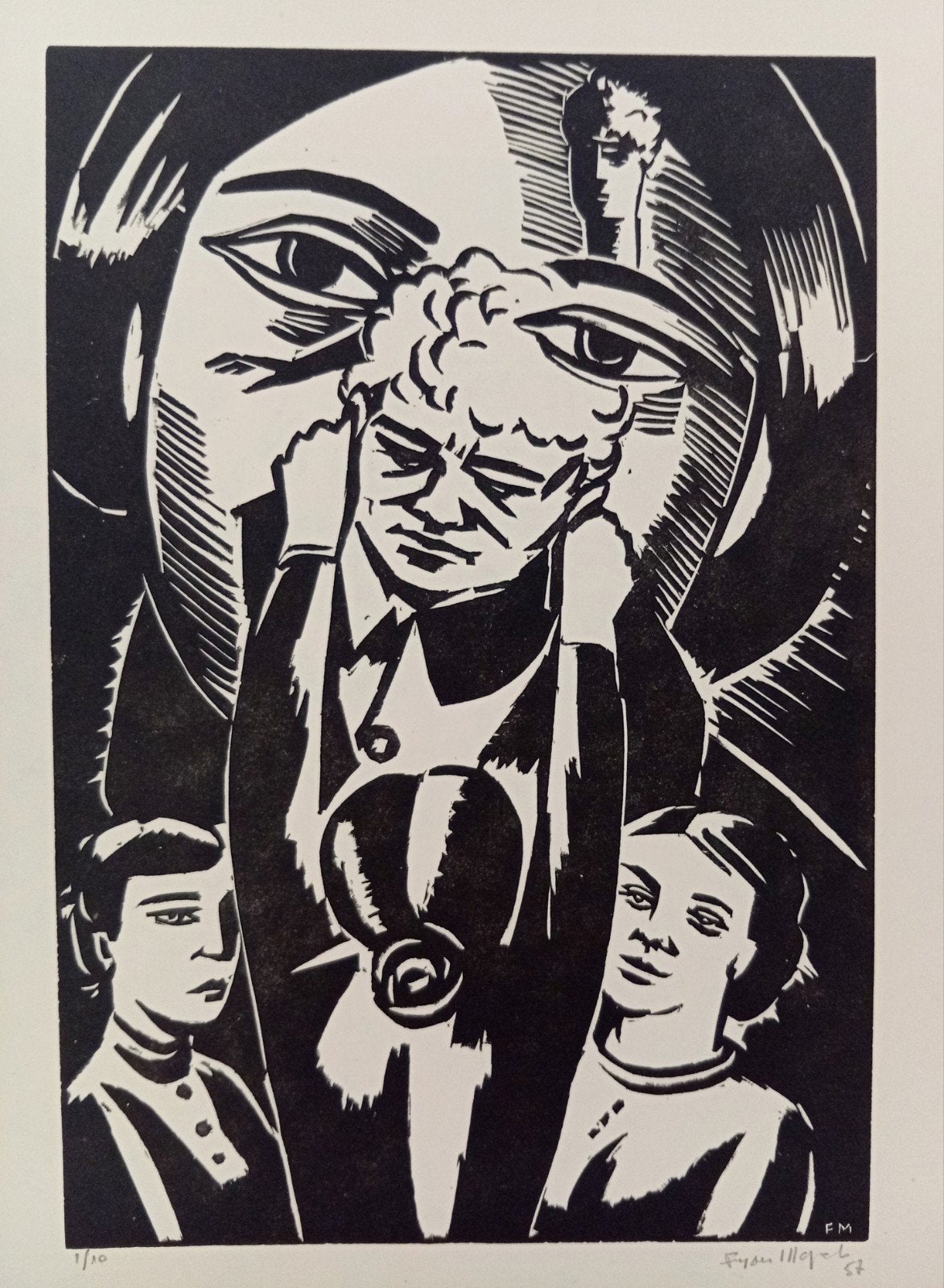 Frans Masereel. Bois gravé signé.  24 sur 18 cm., Antiquités & Art, Enlèvement ou Envoi, Signé