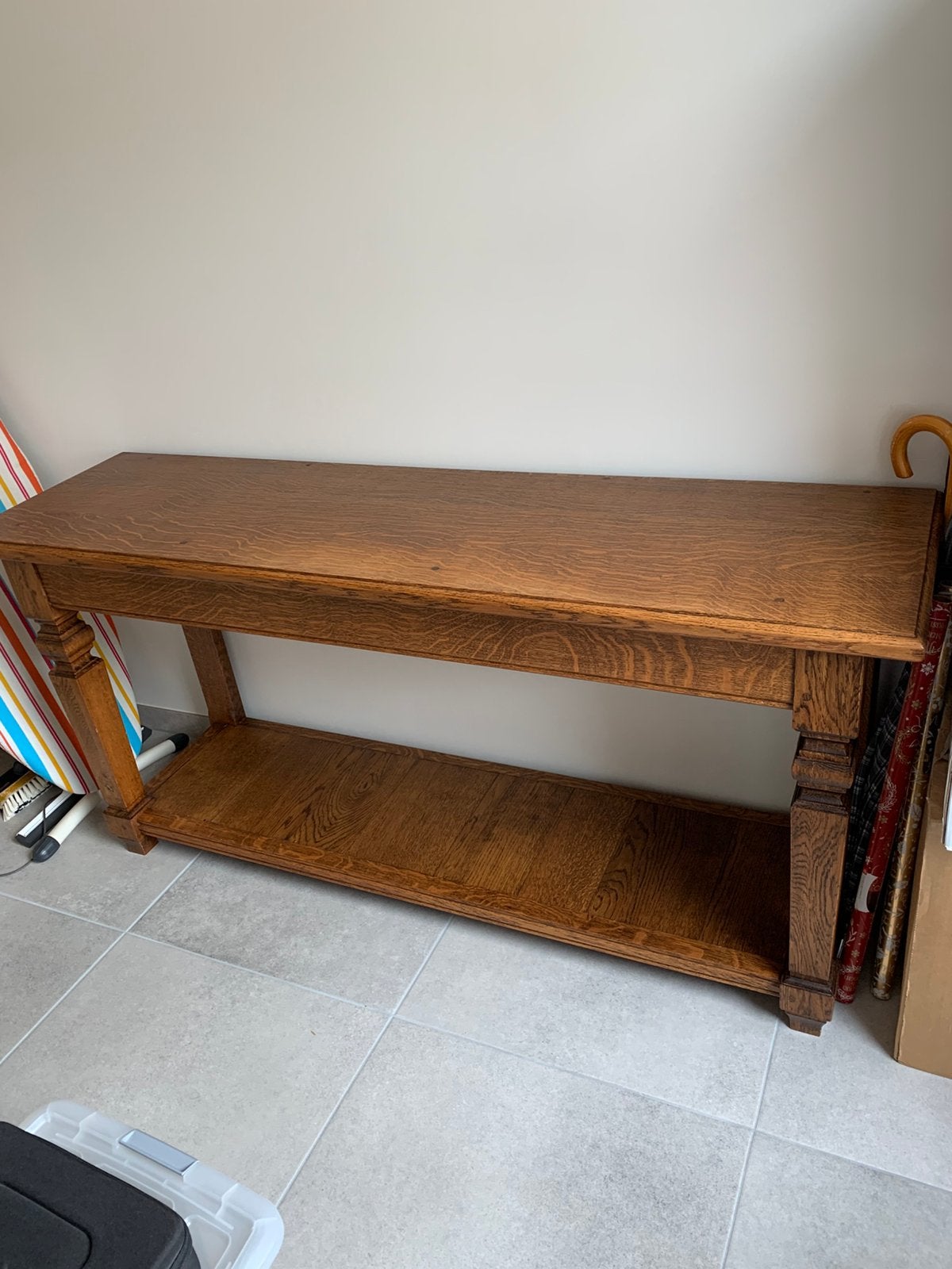 Muurtafel in oude eik, Ophalen, Eikenhout, Zo goed als nieuw, 150 tot 200 cm