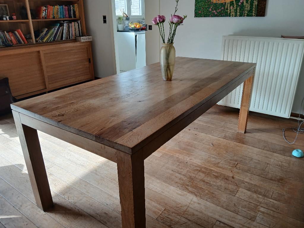Teakhouten eettafel + bijhorende kast / buffetkast, Ophalen, Gebruikt, 200 cm of meer, 75 cm of meer