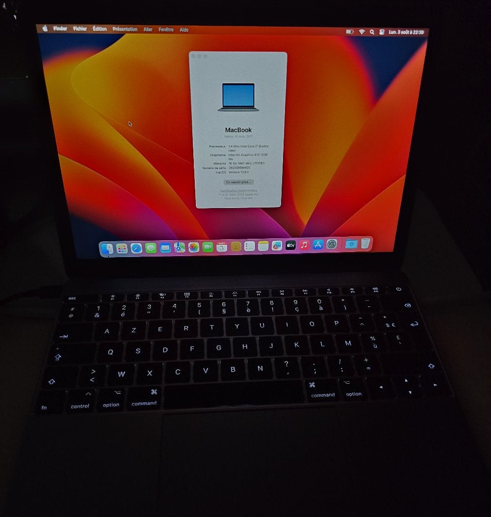 Macbook retina 12"  A1534, Informatique & Logiciels, Apple Macbooks, 12 pouces, 512 GB, Comme neuf, Azerty