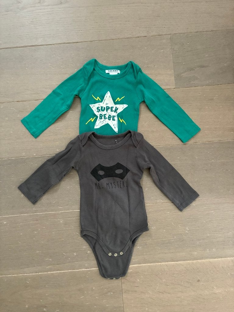 Set 2 body’s lange mouwen La Redoute (Maat 74 / 9-12 maand), Nacht- of Onderkleding, La Redoute, Ophalen of Verzenden, Zo goed als nieuw