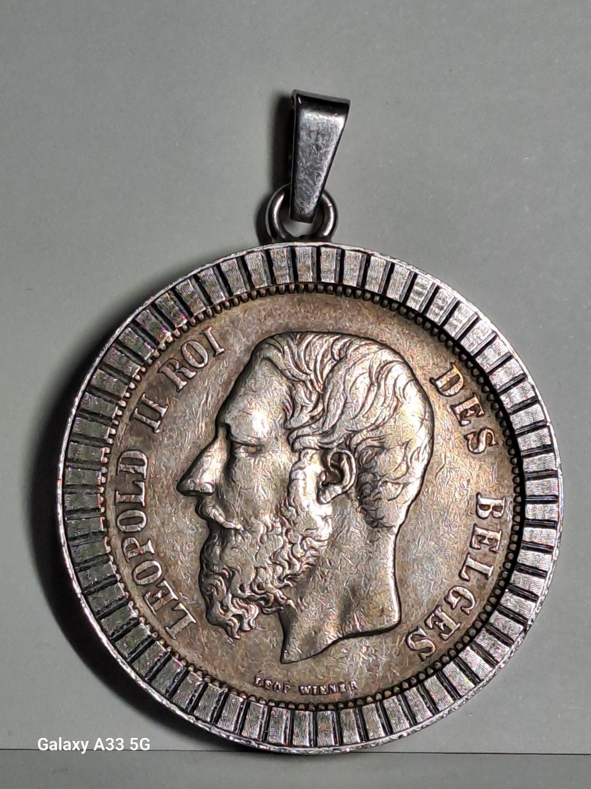 Belgique-Leopold ll- 5 francs 1873- Pendentif, Postzegels en Munten, Ophalen of Verzenden, België, Zilver
