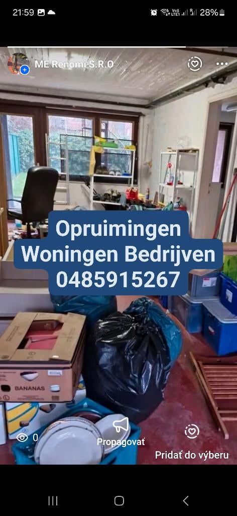 Opruiming ,leeg maken van wooningen bedrijven, Enlèvement