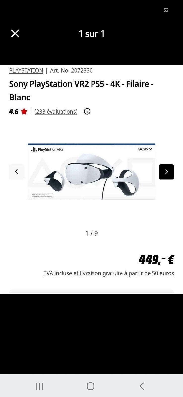 casque VR2 PS5, Enlèvement
