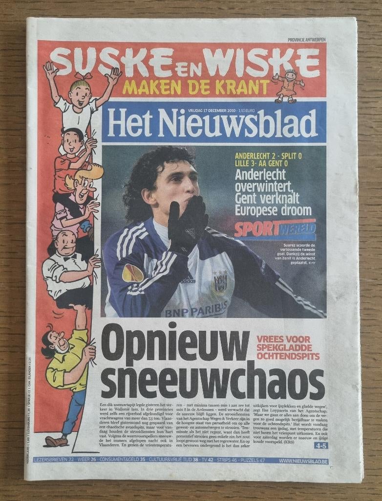 Suske & Wiske krant journal newspaper Het Nieuwsblad, Ophalen of Verzenden, 1980 tot heden, Krant
