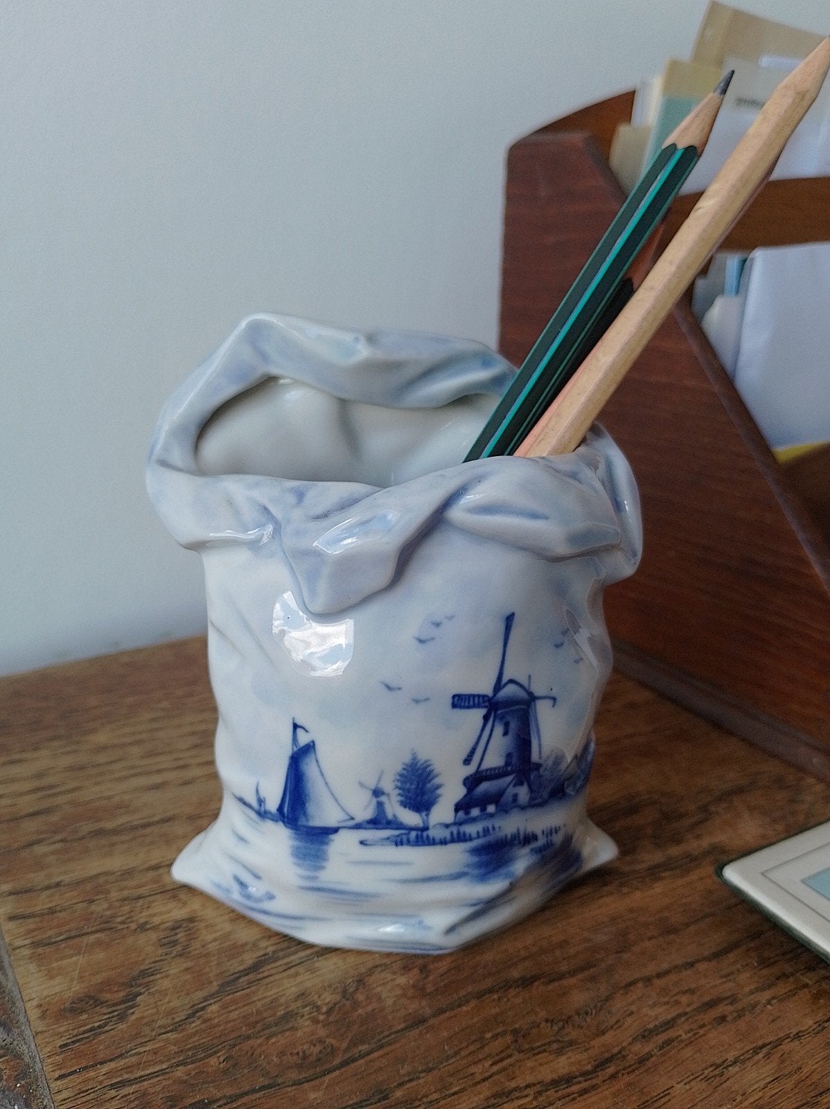 Potlood of koffielepel bakje in porselein, Delft, Ophalen of Verzenden